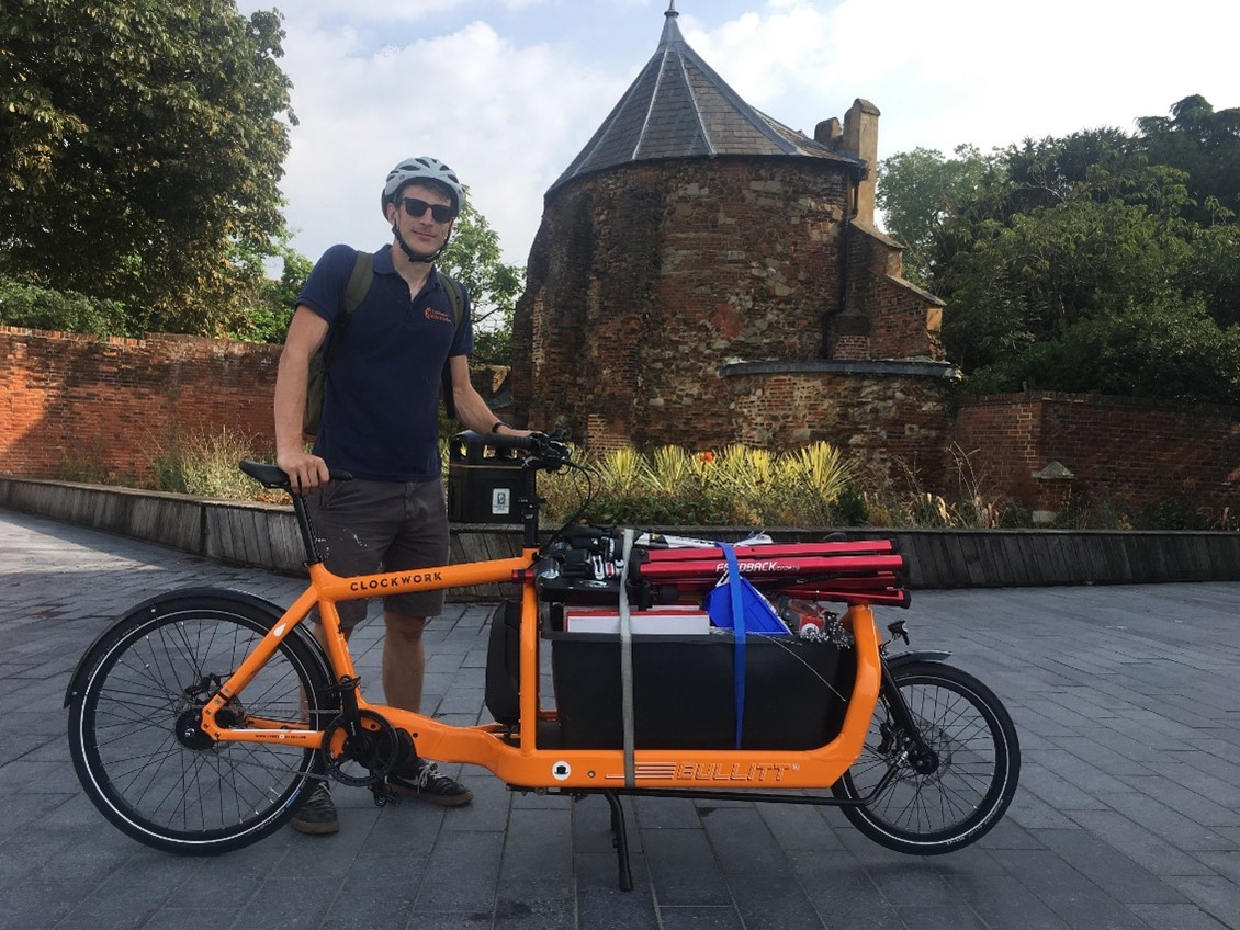 An electric cargo bike is an electric delivery bike with purpose-built storage.